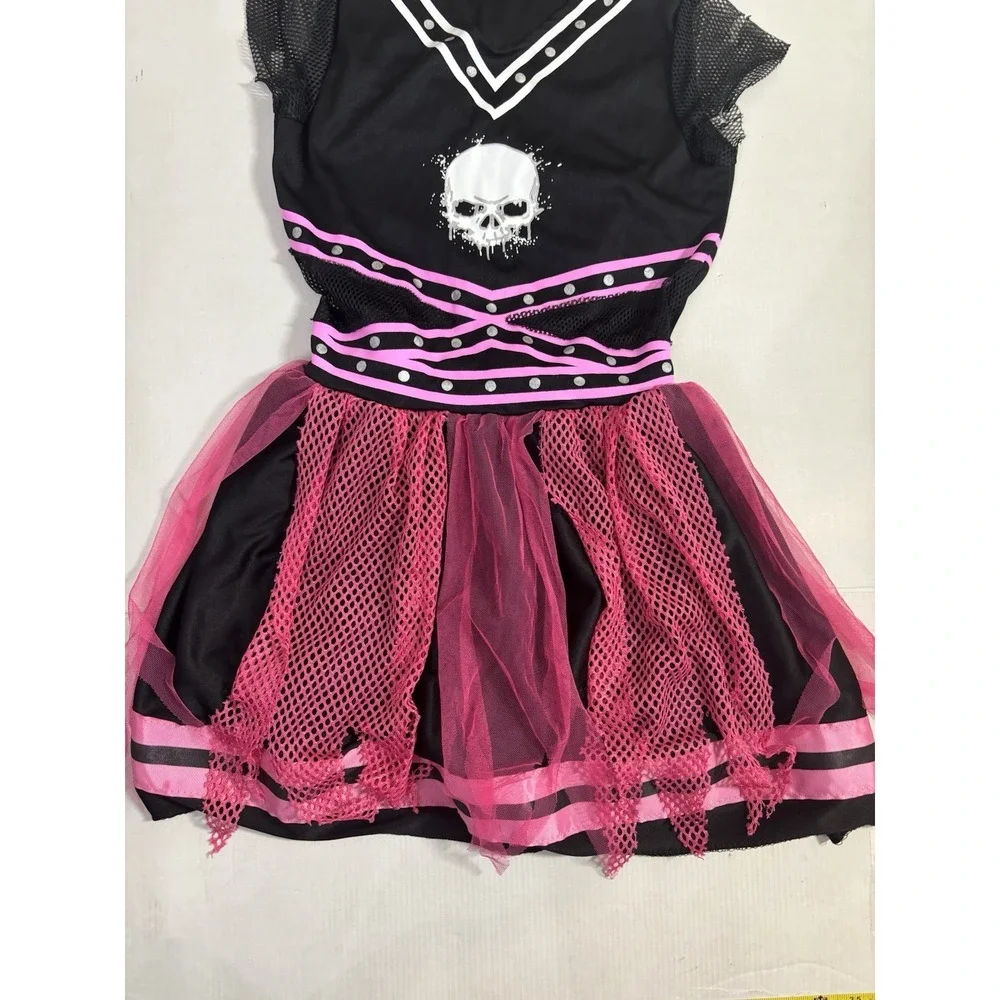 Spirit Chilling Cheerleader Halloween Costume Dress Pink And Black Size L Goth - Picture 4 of 7